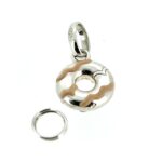 2010 Links of London Doughnut Charm in sterling silver with pink enamel.