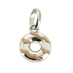 Close-up of the 2010 Links of London Doughnut Charm in sterling silver with pink enamel.