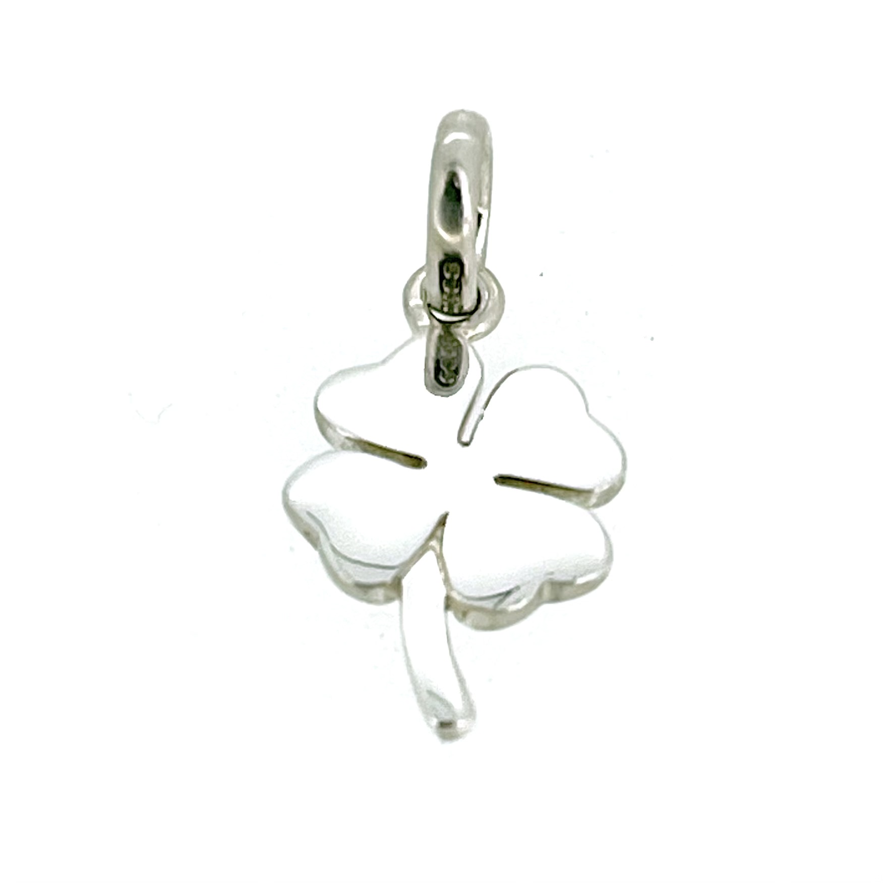 Front view of the 2010 Links of London Sterling Silver Four Leaf Clover Charm.