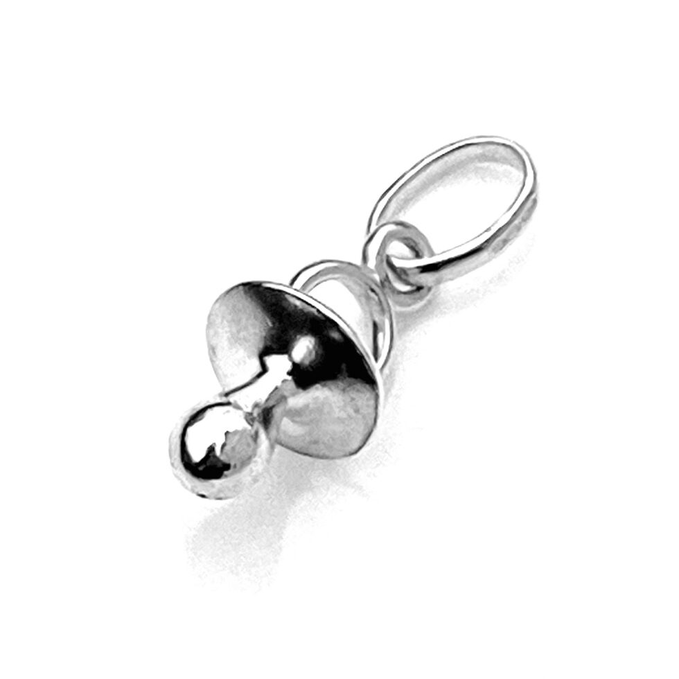 Close-up of the 2011 Links of London Baby’s Dummy Charm in sterling silver.
