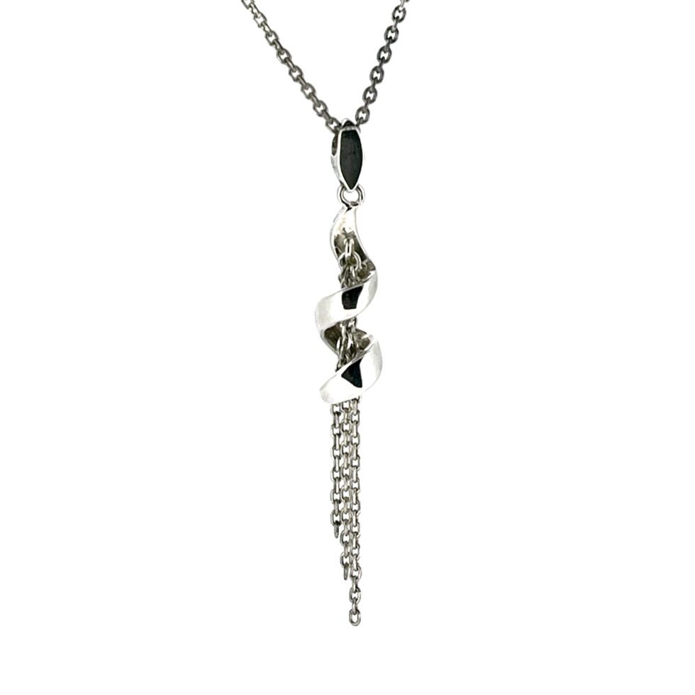 Side profile highlighting the cascading chain tassels.