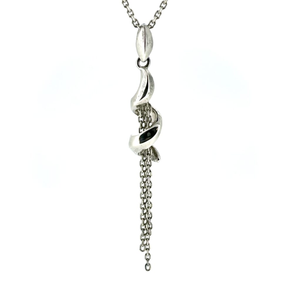Close-up of the 2012 Links of London Entwine Pendant Necklace showing the polished spiral design.