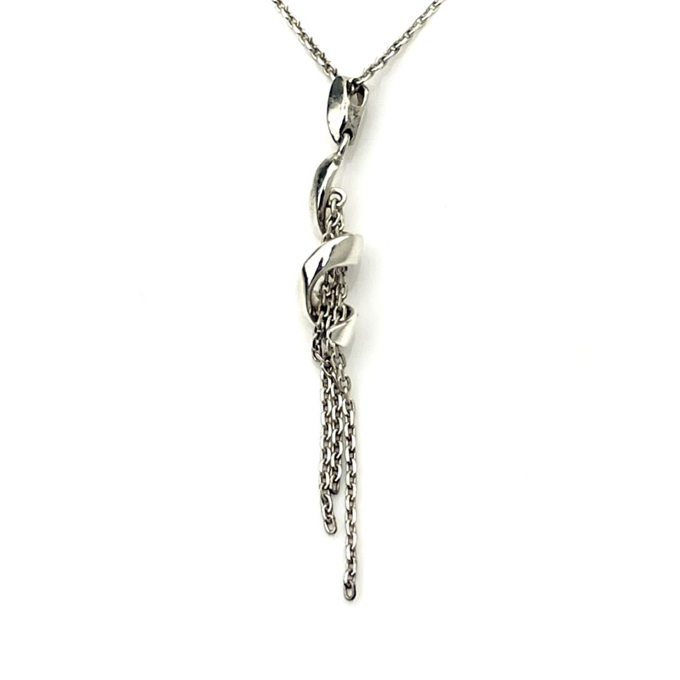 Close-up of the 2012 Links of London Entwine Pendant Necklace showing the polished spiral design.