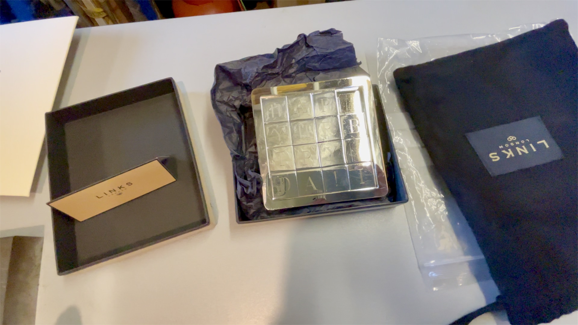 Links of London Happy Birthday Sliding Puzzle with original packaging.