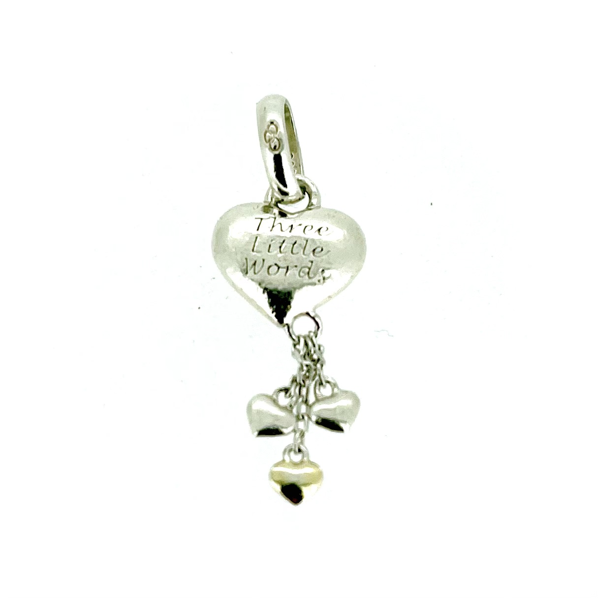 Flat-lay photo of the charm against a minimalist white background.