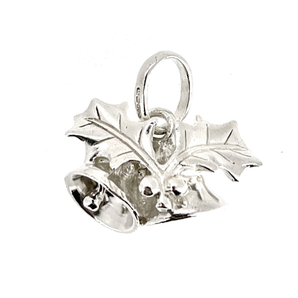 Close-up of the vintage Links of London Sterling Silver Christmas Bells Charm.