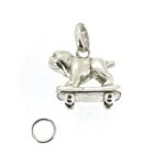 vintage Links of London Sterling Silver Bulldog on a Skateboard Charm with split ring