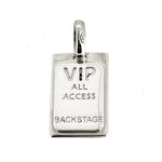Front view of the 2010 Links of London VIP Backstage Pass Charm showing the engraving.
