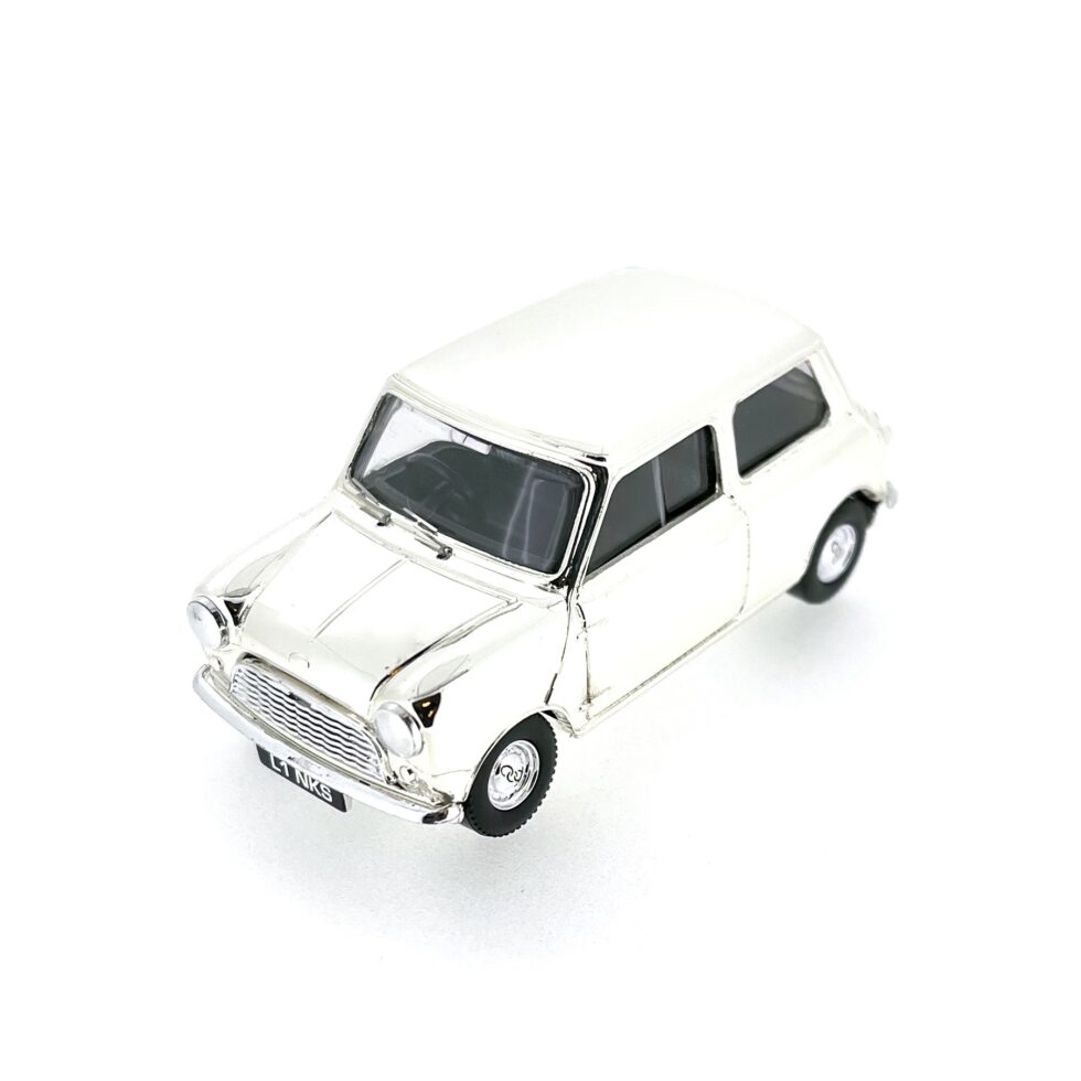 Top-down view showing the compact design of the die-cast Mini Cooper model.