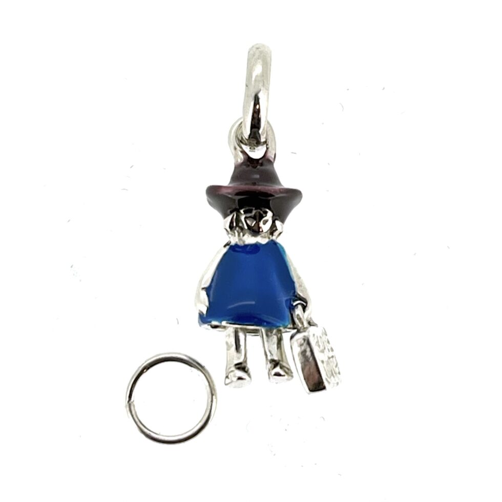 Front view of the vintage 2008 Links of London Globe Trotter Charm in sterling silver. with split ring