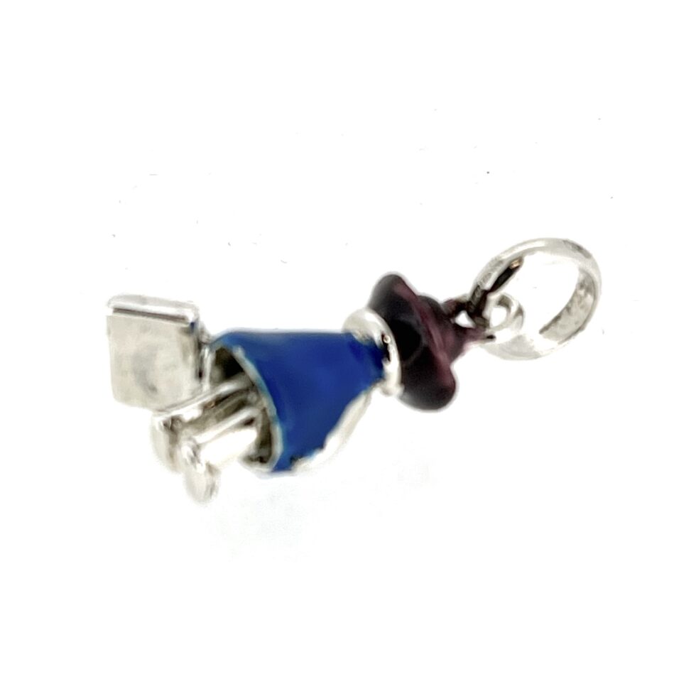 side back view of the vintage 2008 Links of London Globe Trotter Charm in sterling silver.