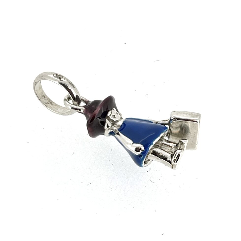 Front side view of the vintage 2008 Links of London Globe Trotter Charm in sterling silver.