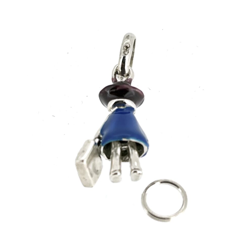 back view of the vintage 2008 Links of London Globe Trotter Charm in sterling silver. with split ring