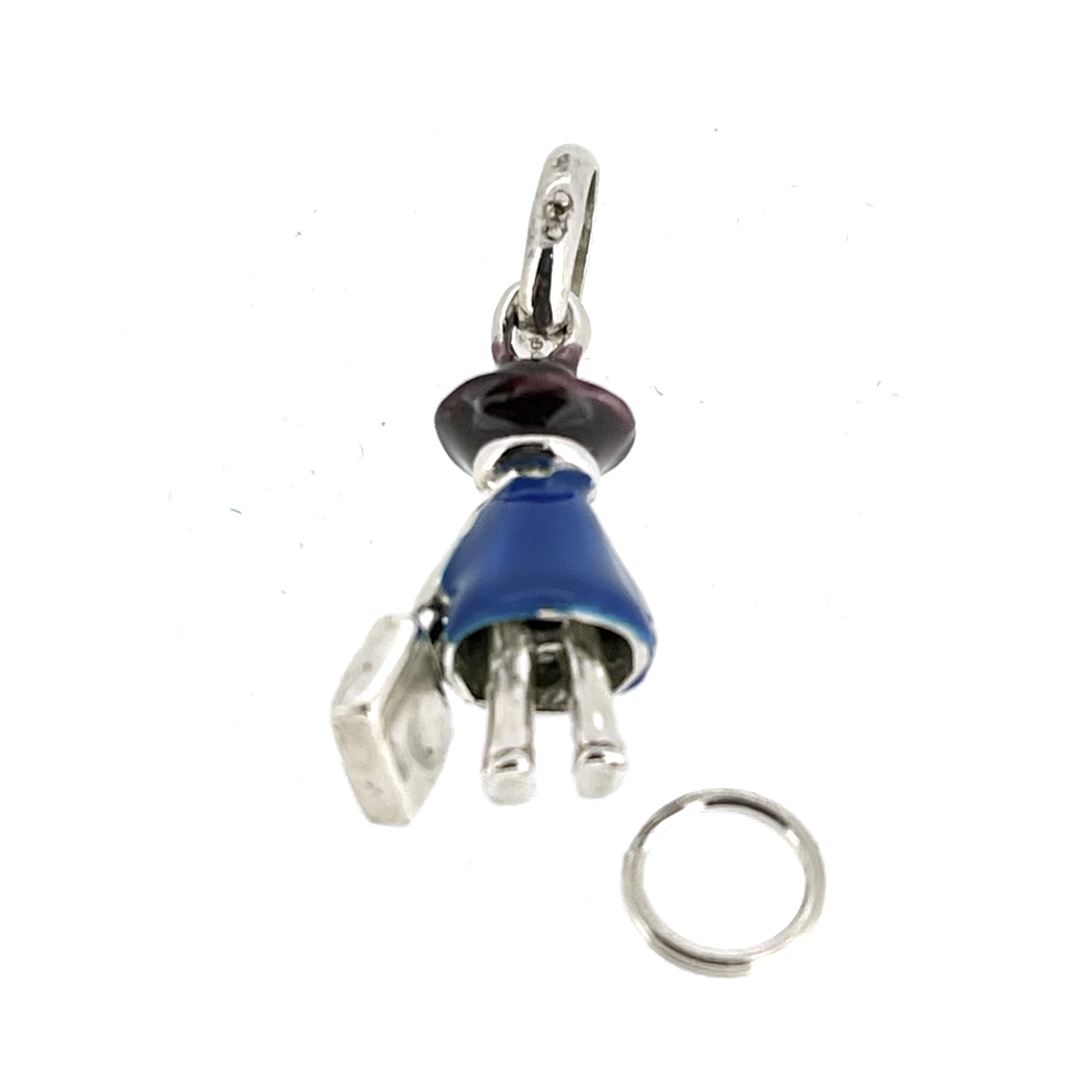 back view of the vintage 2008 Links of London Globe Trotter Charm in sterling silver. with split ring