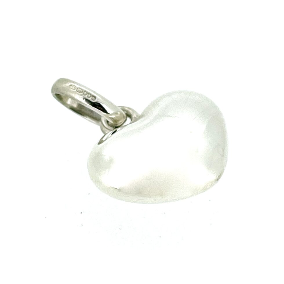 view of the vintage 2009 Links of London Puffed Heart Charm in sterling silver.