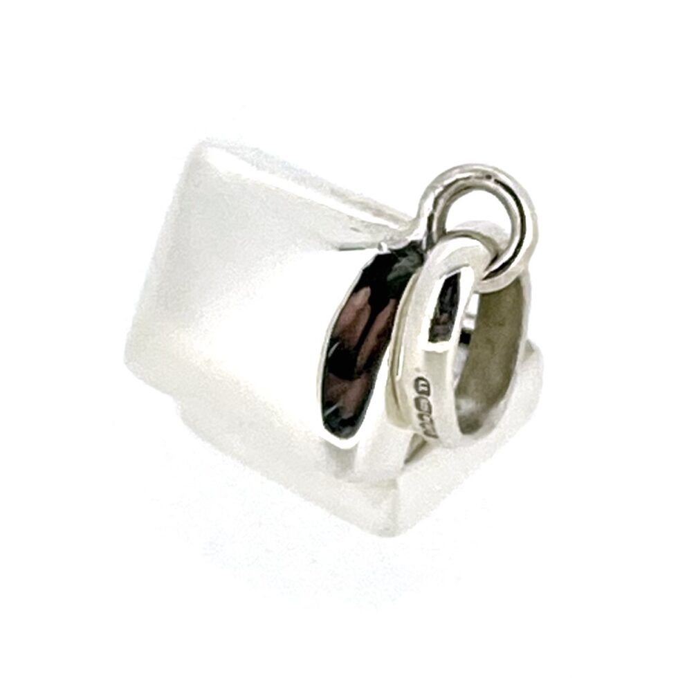 2010 Links of London Ring in Box Charm showing its polished silver finish.