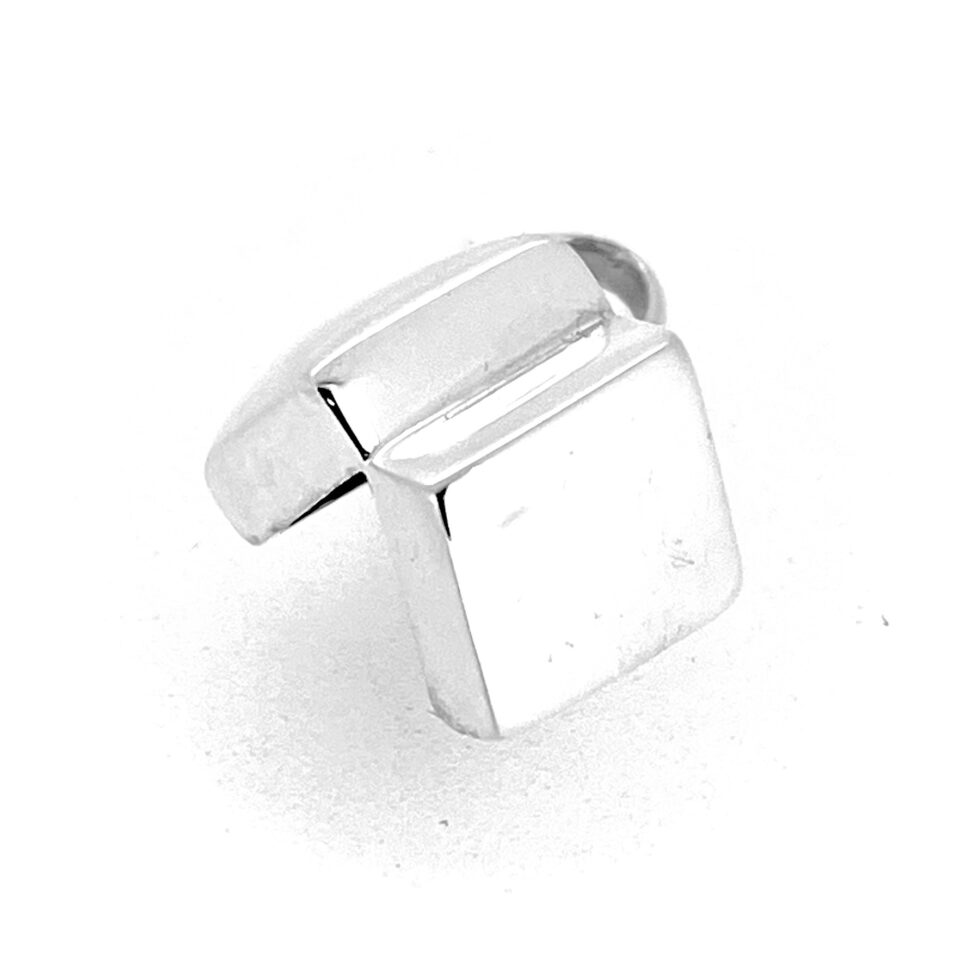 base of the Vintage Links of London Ring in Box Charm showing its polished silver finish.