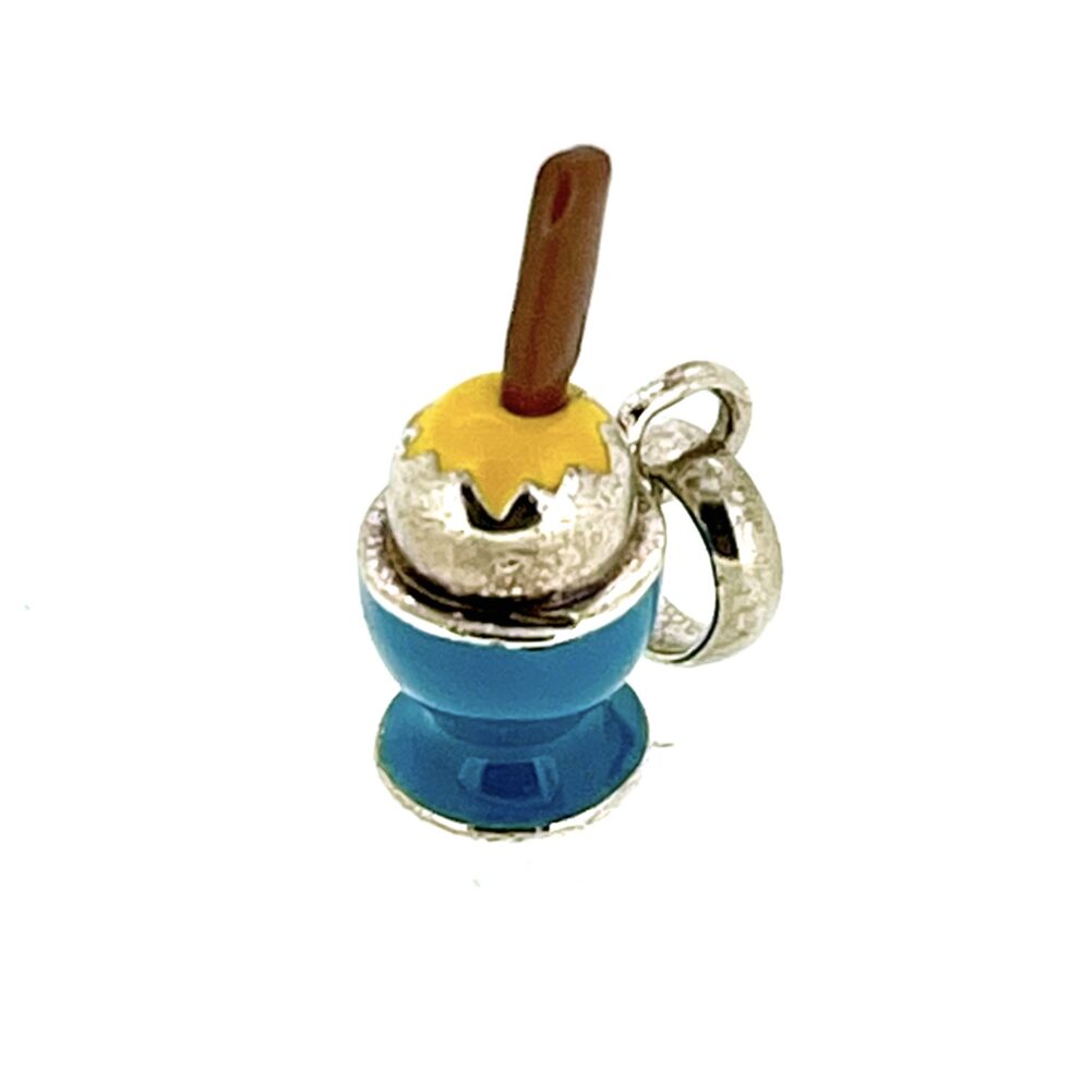 the vintage Links of London Eggcup Charm in sterling silver with enamel detailing.