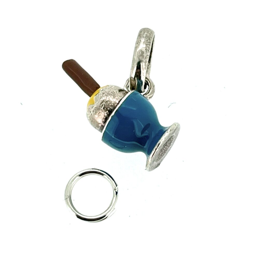 vintage Links of London Eggcup Charm in sterling silver with enamel detailing.