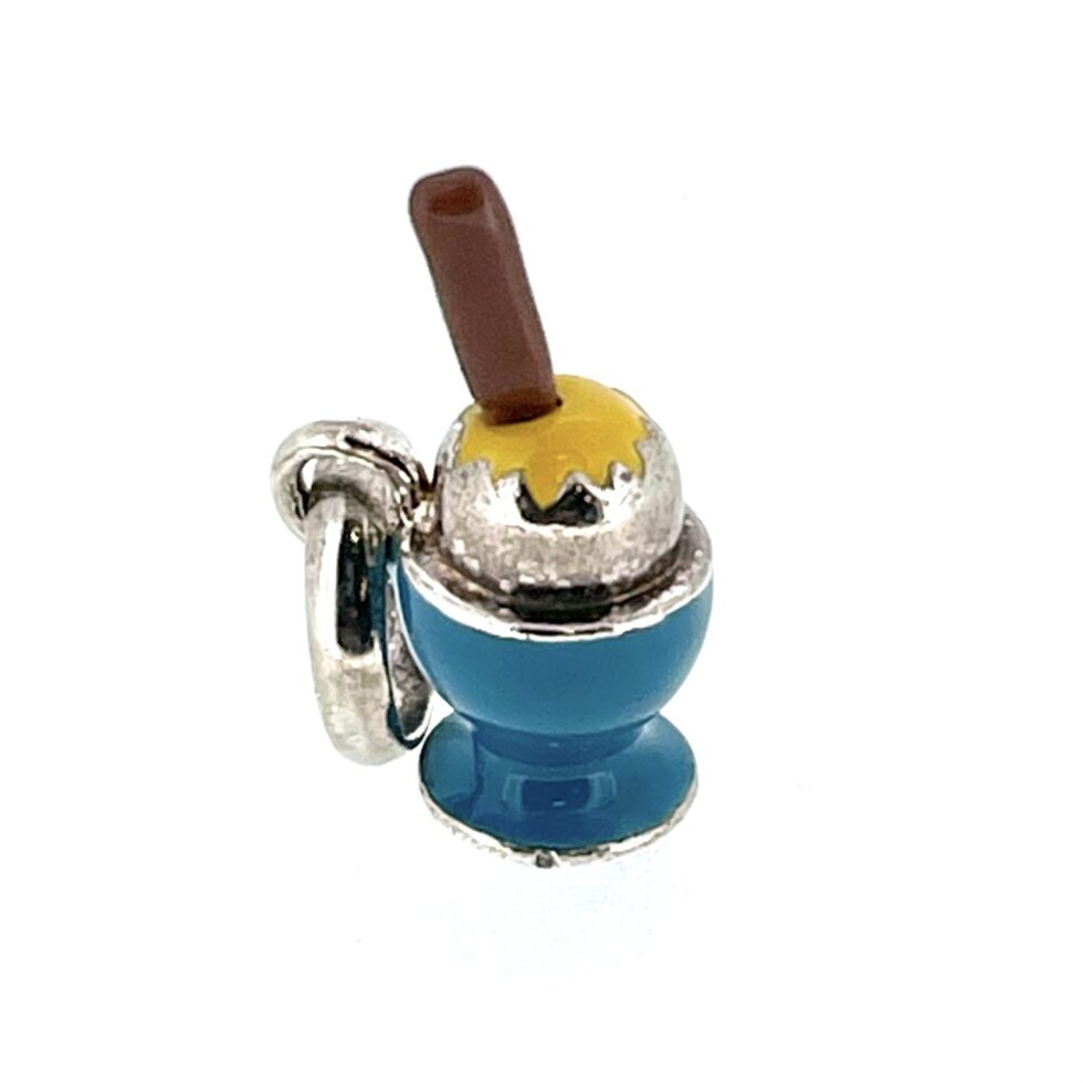 Vintage Links of London Eggcup Charm in sterling silver with enamel detailing.