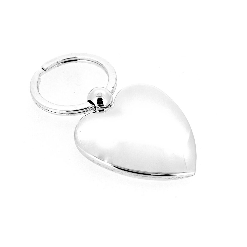Side profile showing the thickness of the heart-shaped fob.
