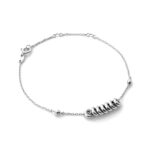 Side view showcasing the bracelet’s bolt ring clasp and Links logo tag.