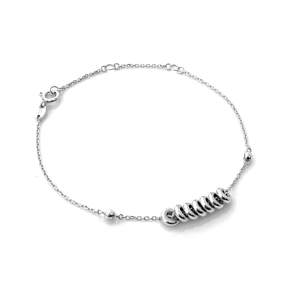 Side view showcasing the bracelet’s bolt ring clasp and Links logo tag.