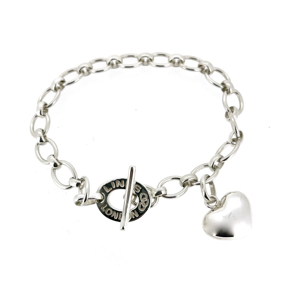 The bracelet displayed on a white background, highlighting its toggle clasp design.