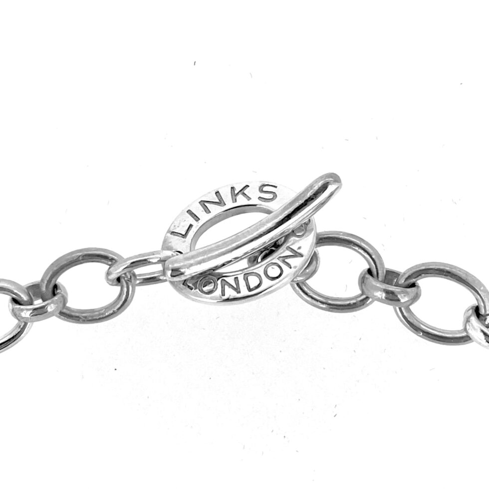 vintage 2004 Links of London Classic Charm Bracelet with Heart Charm toggle clasp