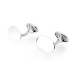 Angled shot highlighting the T-bar swivel fastening on Links of London cufflinks.