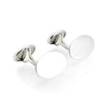 Close-up of Links of London Classic Oval Sterling Silver Cufflinks with polished finish.