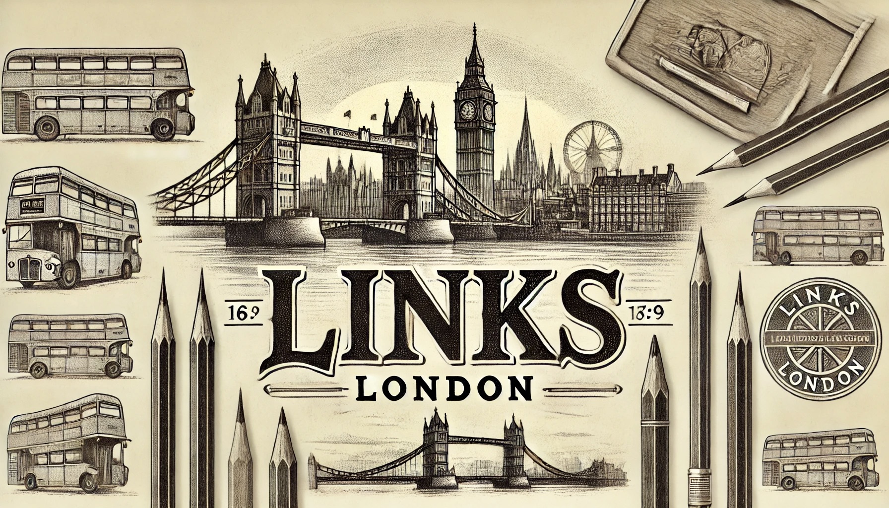 A pixelated, block-style AI-generated Links London logo representing early digital branding concepts.