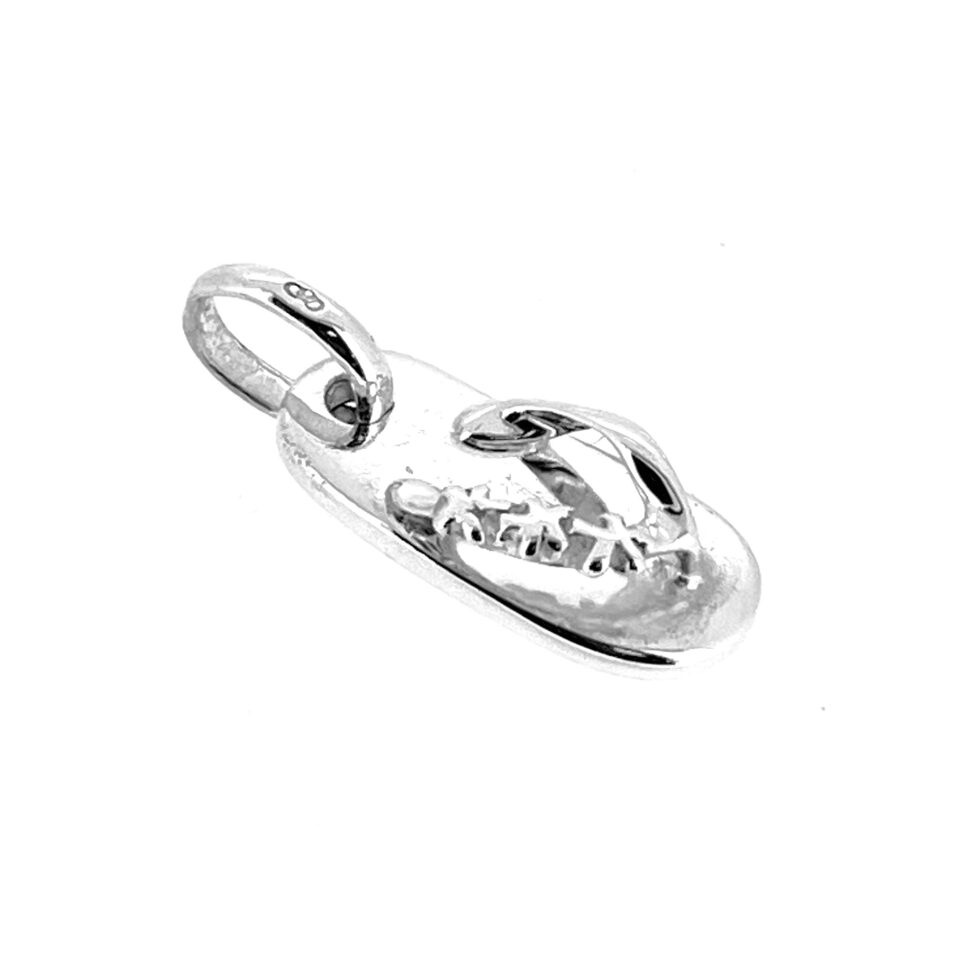 Restored vintage 2008 silver flower-patterned flip flop charm