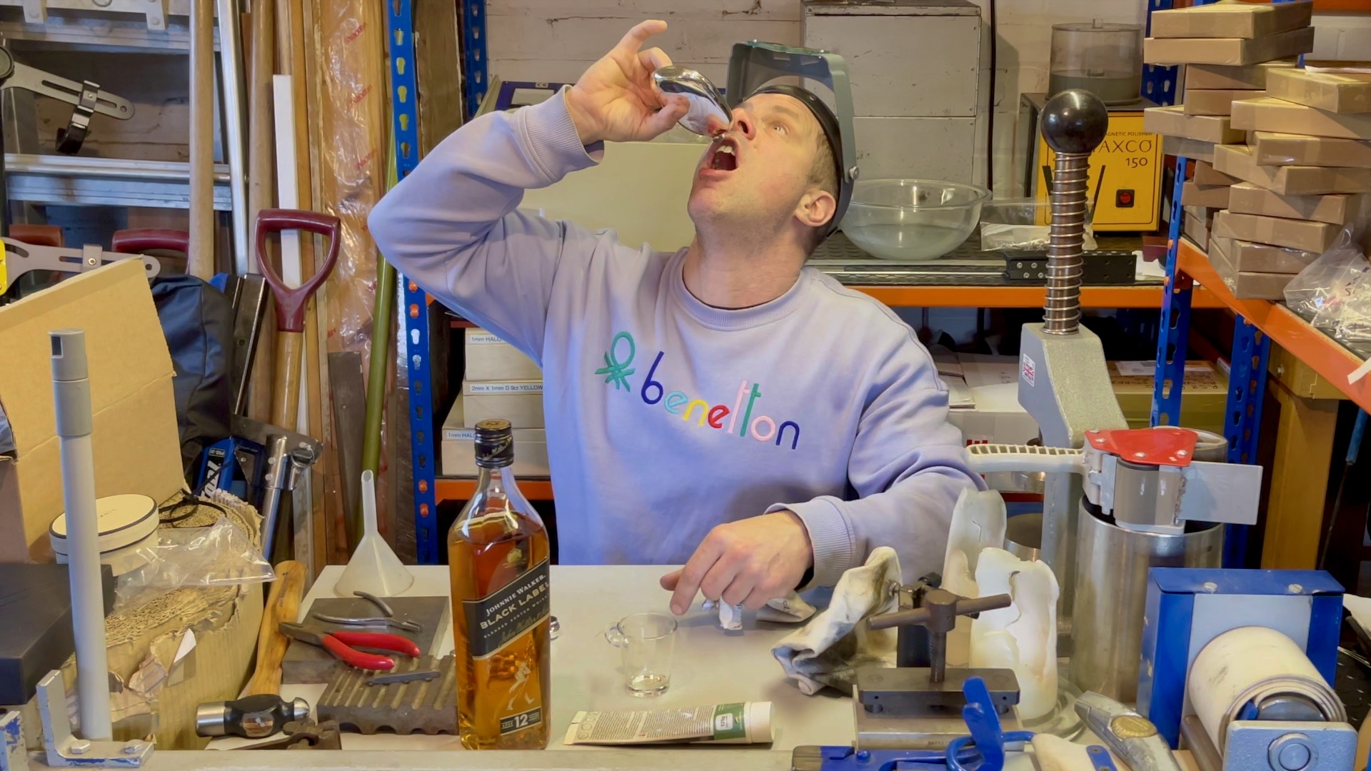 Filling flask with supermarket Scotch to test seal