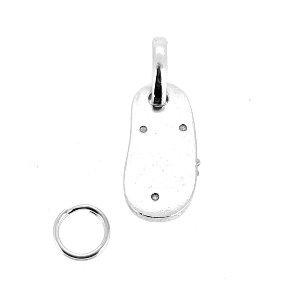 Links of London Flip Flop Charm in sterling silver with pink enamel flower details.