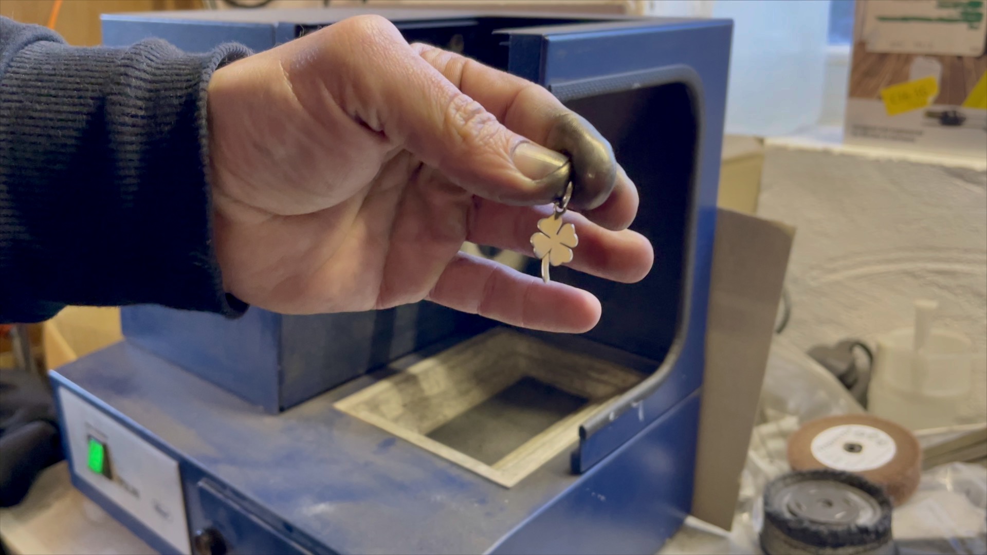 Using a felt polishing wheel to refine the mirror finish.