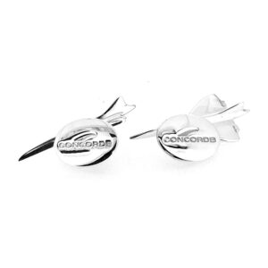 Side-by-side shot of both Concorde jets in polished sterling silver