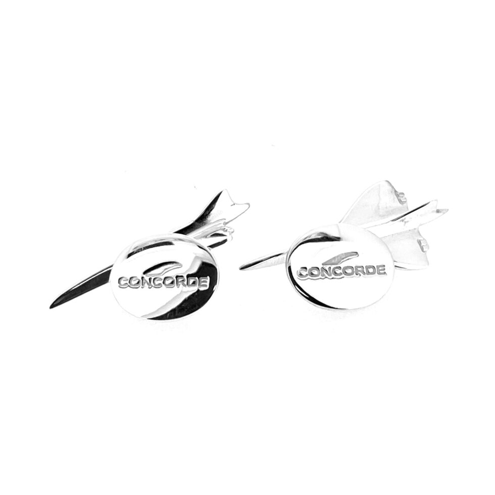 Engraved oval plaque featuring the Concorde branding on sterling silver cufflinks