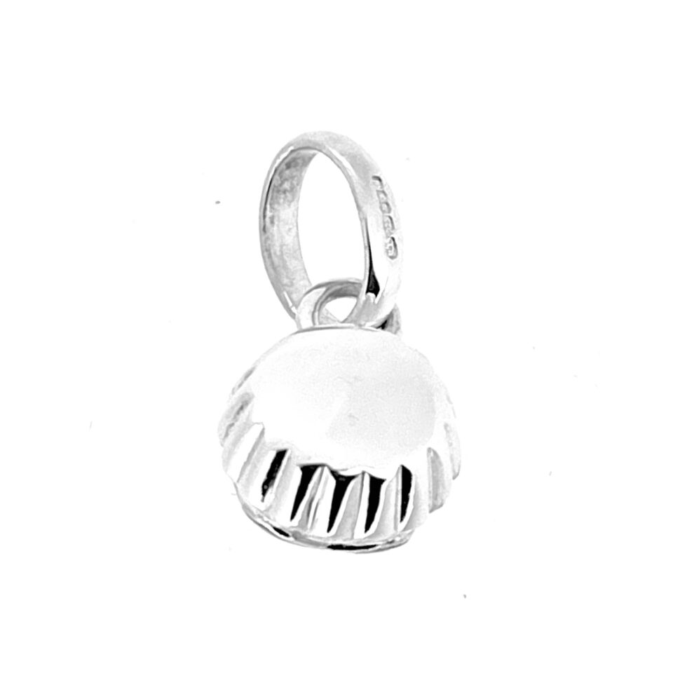 Back view of the Pink Cupcake Charm showing hallmark details