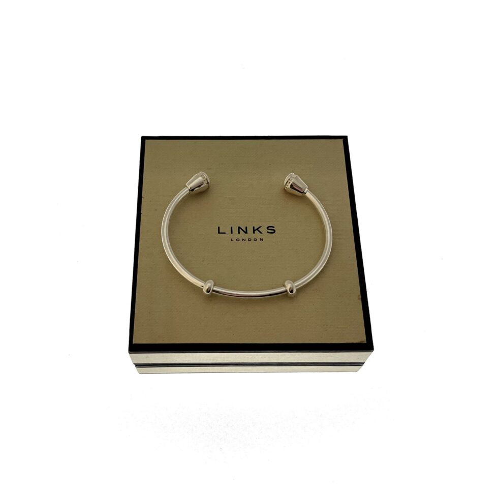 Links of London Amulet Cuff Bangle - flat lay with packaging