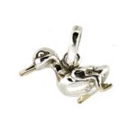Sterling silver duck charm with 18ct gold-plated beak and feet