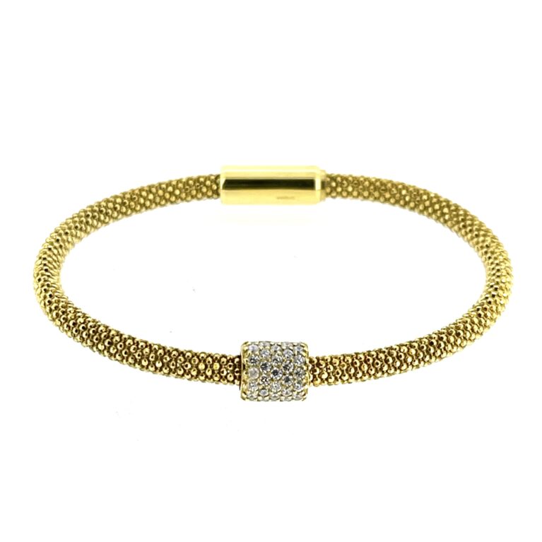 Close-up of pavé-set cubic zirconia bead detail