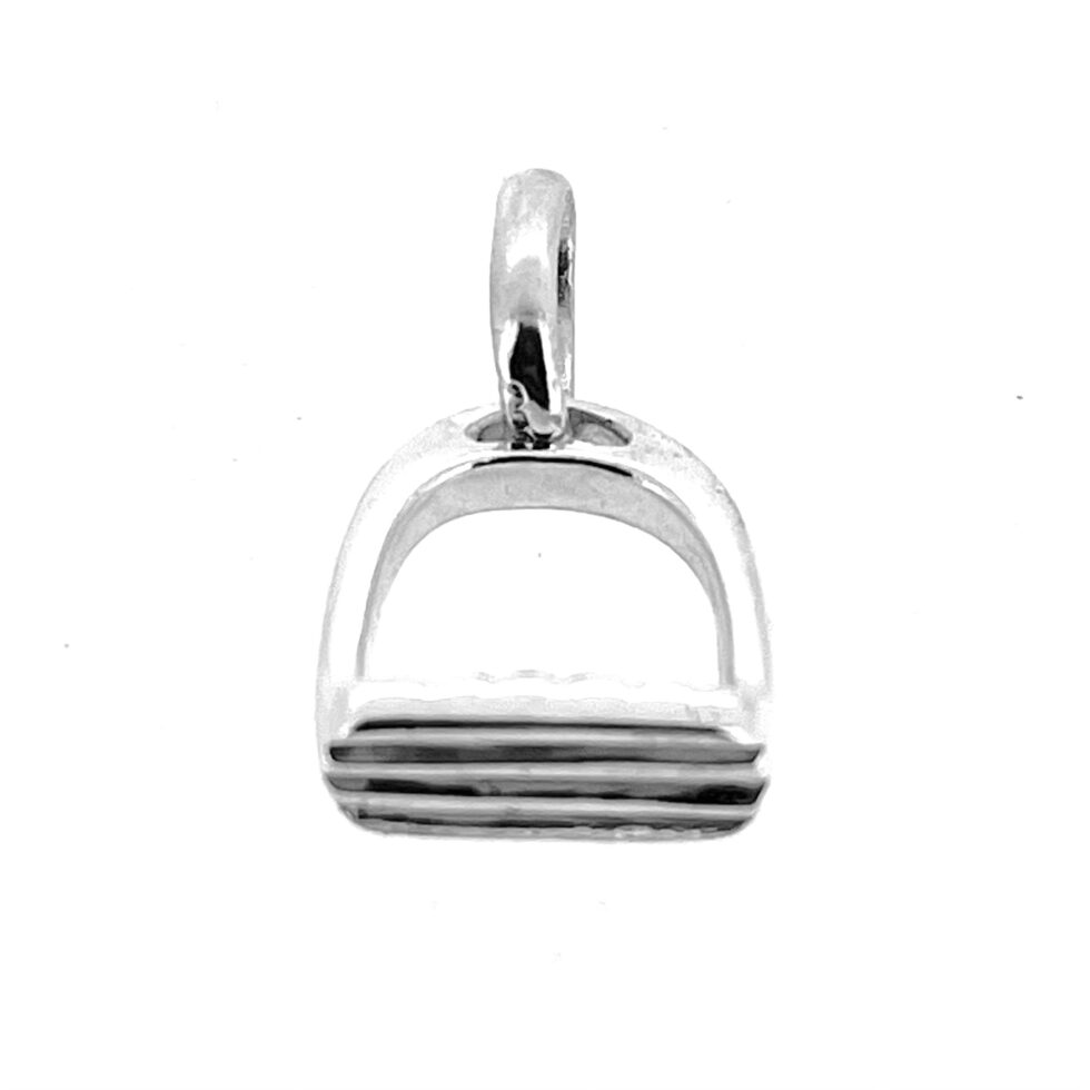 Sterling silver stirrup charm close-up