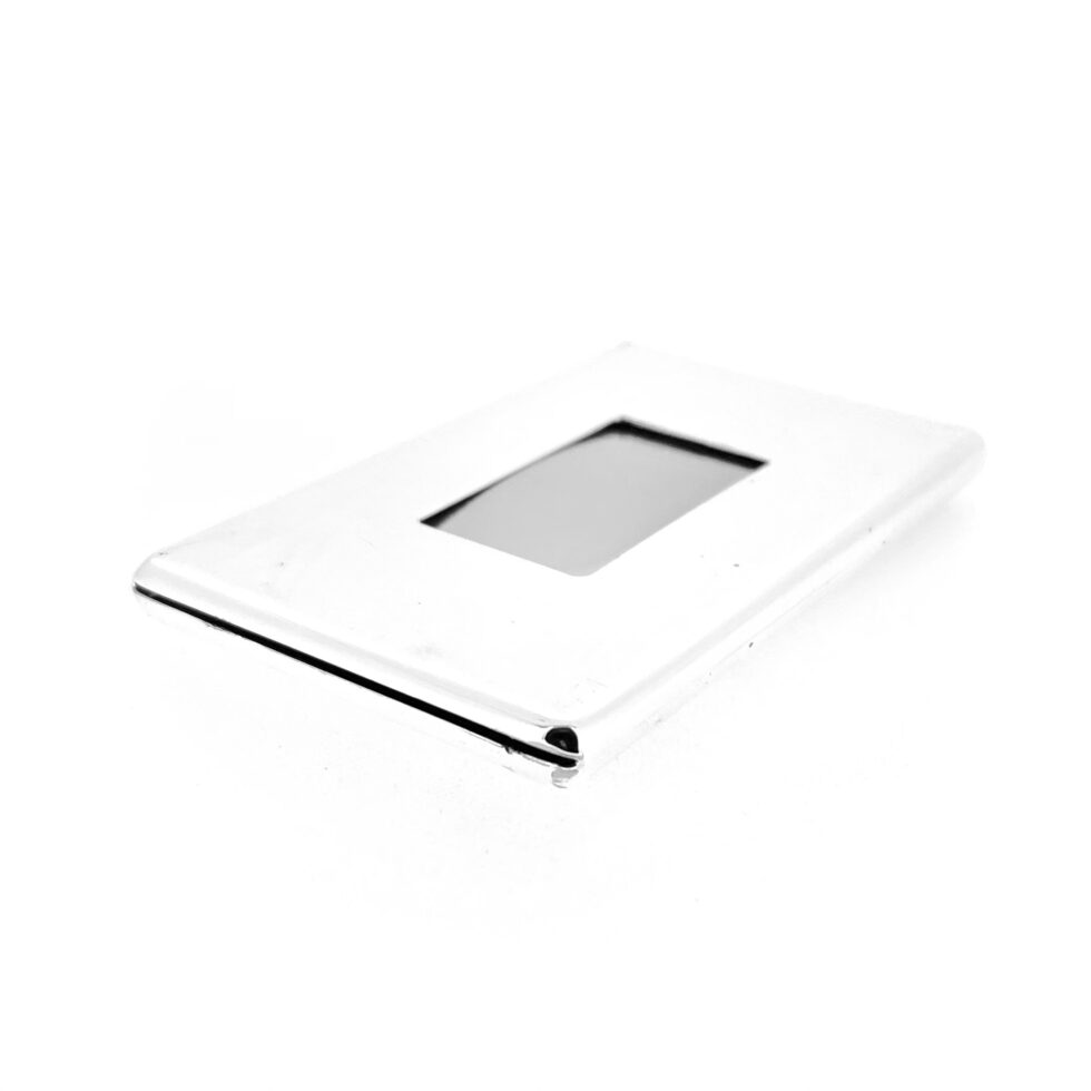 Vintage silver-plated Links of London card holder front view and card slot