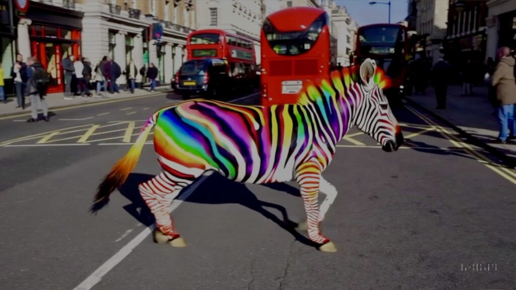 rainbow-striped zebra charm takes a walk through London