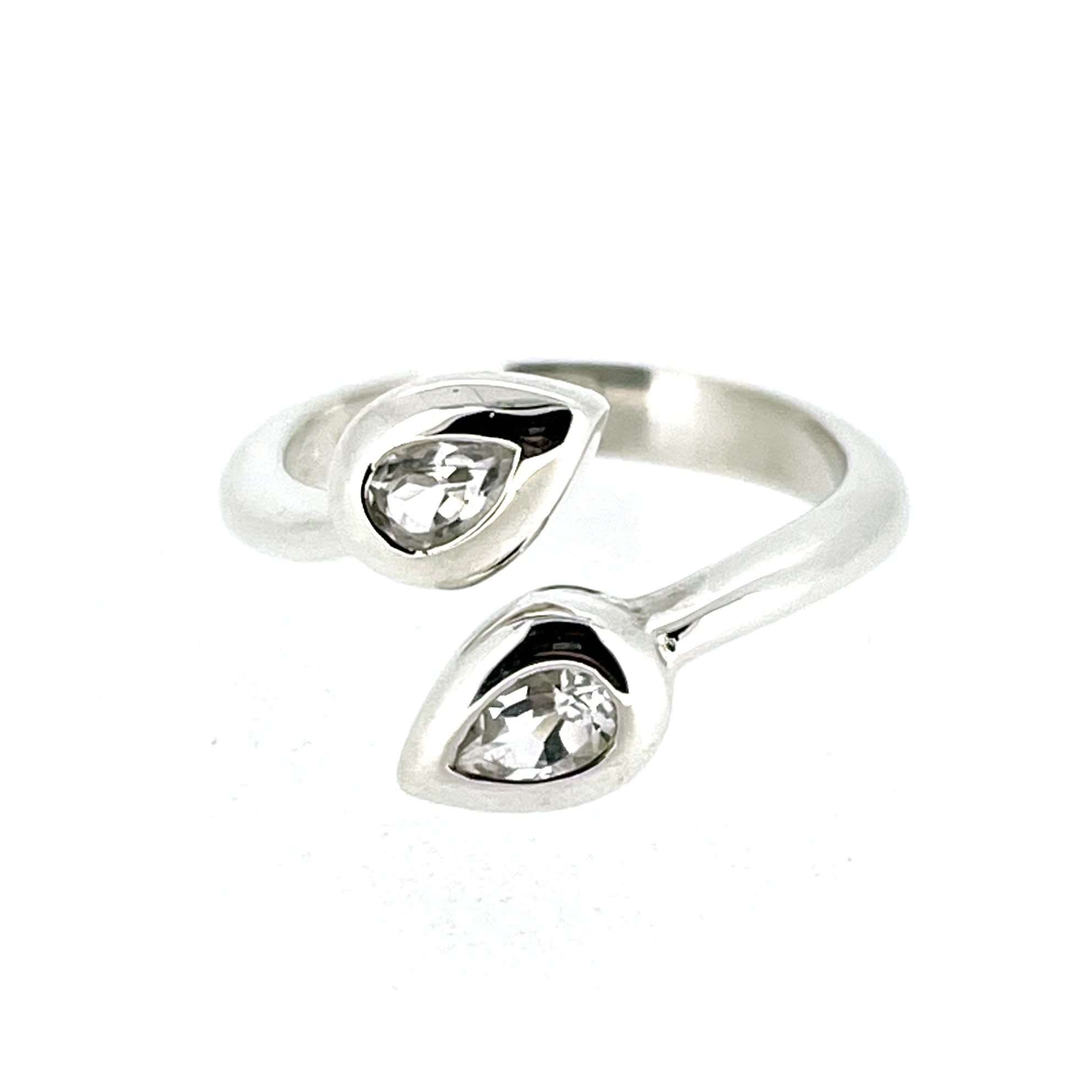 Vintage Links of London Bypass Ring | Double Pear CZ Stones | Sterling Silver