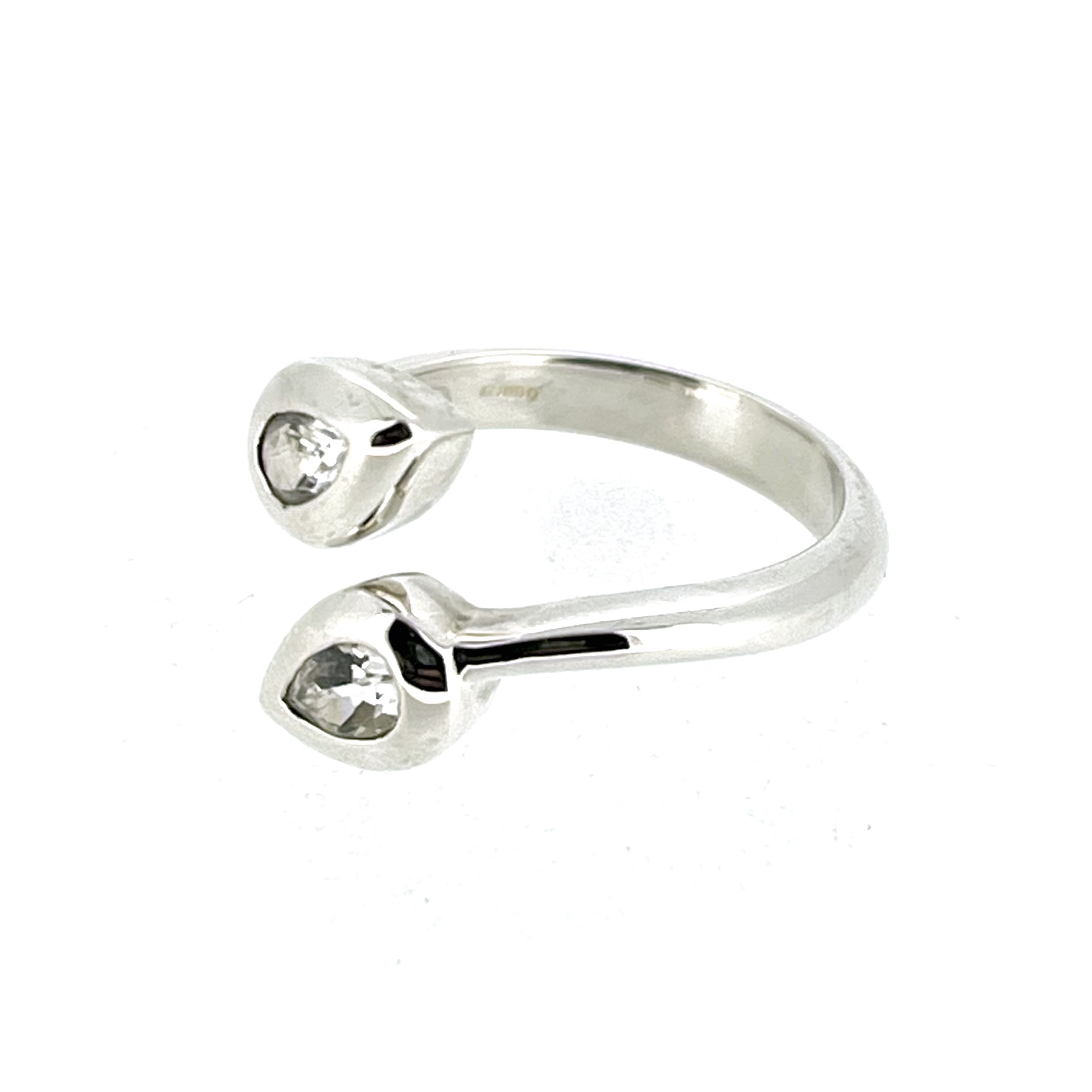 Vintage Links of London Bypass Ring | Double Pear CZ Stones | Sterling Silver