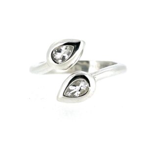 Vintage Links of London Bypass Ring | Double Pear CZ Stones | Sterling Silver
