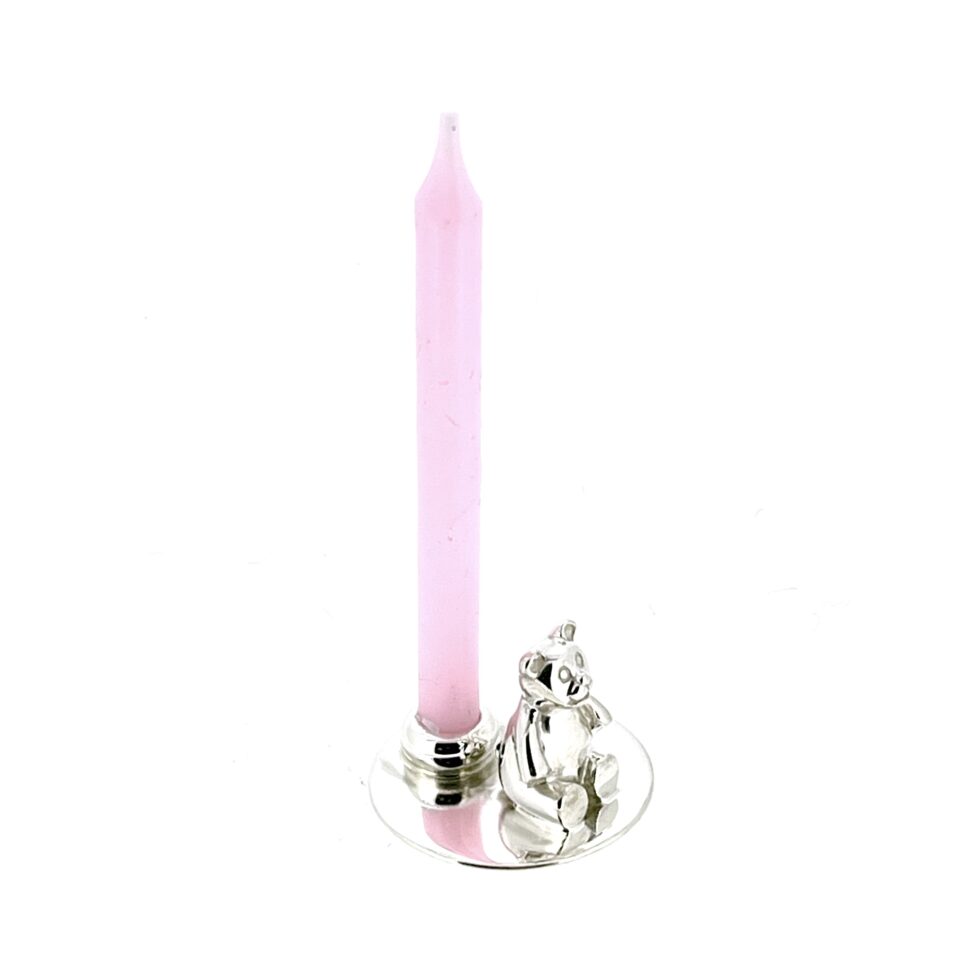 Fully restored silver first birthday candle holder