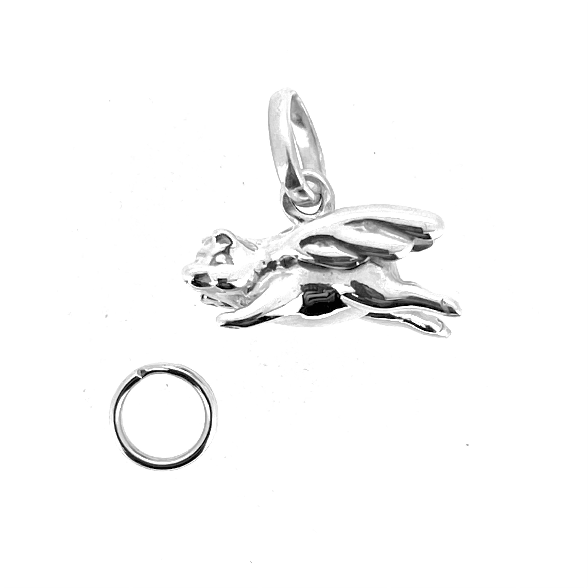 Flying pig charm with split ring for bracelets
